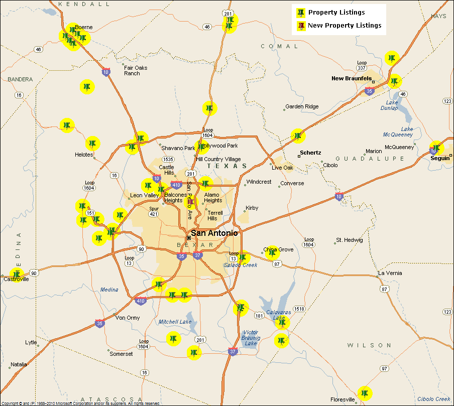 Image map with links to current listings